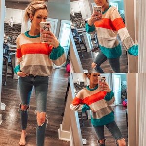 Striped colorblock sweater